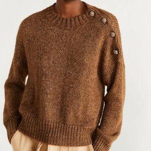 New buttoned flecked sweater by Mango size L